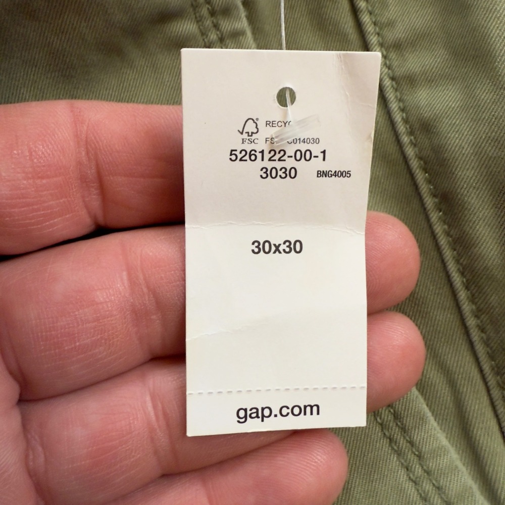 GAP Mens Slim Fit Military Patches Chino Pants 30x30 Olive Green‎ NWT - Picture 7 of 10